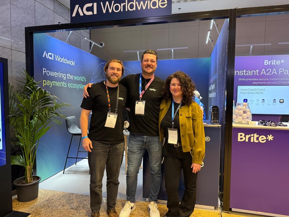 The Optty team at the ACI Worldwide booth